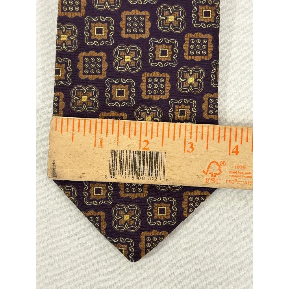 Ventura Purple Designer All Silk Geometrical Handmade Tie Men's Necktie